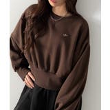 カジュアルなのにちゃんと女っぽ♪胸元刺繍が映える。クロップド丈裏毛スウェット | Classical Elf | 詳細画像27