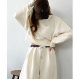 カジュアルなのにちゃんと女っぽ♪胸元刺繍が映える。クロップド丈裏毛スウェット | Classical Elf | 詳細画像2