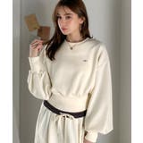 カジュアルなのにちゃんと女っぽ♪胸元刺繍が映える。クロップド丈裏毛スウェット | Classical Elf | 詳細画像3