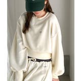 カジュアルなのにちゃんと女っぽ♪胸元刺繍が映える。クロップド丈裏毛スウェット | Classical Elf | 詳細画像4