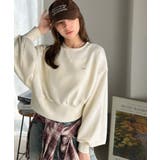 カジュアルなのにちゃんと女っぽ♪胸元刺繍が映える。クロップド丈裏毛スウェット | Classical Elf | 詳細画像6