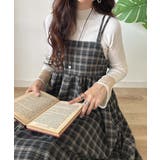 微起毛素材で秋冬にぴったり♪チェック柄ダブルストラップバックリボンキャミワンピ | Classical Elf  | 詳細画像7 