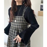 微起毛素材で秋冬にぴったり♪チェック柄ダブルストラップバックリボンキャミワンピ | Classical Elf  | 詳細画像12 