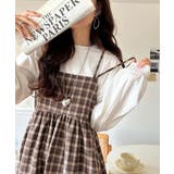 微起毛素材で秋冬にぴったり♪チェック柄ダブルストラップバックリボンキャミワンピ | Classical Elf  | 詳細画像16 