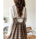 ブラウンチェック | 微起毛素材で秋冬にぴったり♪チェック柄ダブルストラップバックリボンキャミワンピ | Classical Elf 