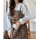微起毛素材で秋冬にぴったり♪チェック柄ダブルストラップバックリボンキャミワンピ | Classical Elf  | 詳細画像20 