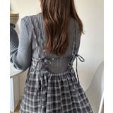微起毛素材で秋冬にぴったり♪チェック柄ダブルストラップバックリボンキャミワンピ | Classical Elf  | 詳細画像1 
