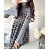 微起毛素材で秋冬にぴったり♪チェック柄ダブルストラップバックリボンキャミワンピ | Classical Elf  | 詳細画像4 