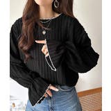 甘すぎない、透け感フェミニン。透かし編みキャンディスリーブ配色メロウトップス | Classical Elf  | 詳細画像16 