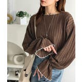 甘すぎない、透け感フェミニン。透かし編みキャンディスリーブ配色メロウトップス | Classical Elf  | 詳細画像24 