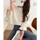 甘すぎない、透け感フェミニン。透かし編みキャンディスリーブ配色メロウトップス | Classical Elf  | 詳細画像6 