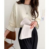 甘すぎない、透け感フェミニン。透かし編みキャンディスリーブ配色メロウトップス | Classical Elf  | 詳細画像8 