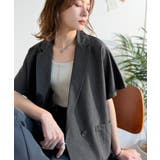 チャコール | 纏うだけで上品見え。リネンライクドルマンスリーブテーラードダブルジャケット(半袖… | Classical Elf