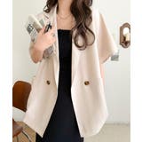 ベージュ | 纏うだけで上品見え。リネンライクドルマンスリーブテーラードダブルジャケット(半袖… | Classical Elf