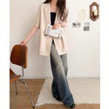 纏うだけで上品見え。リネンライクドルマンスリーブテーラードダブルジャケット(半袖… | Classical Elf | 詳細画像27