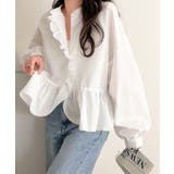 ふわっと華やかシルエット美人♪柄アソートフリルデザインブラウス | Classical Elf  | 詳細画像6 