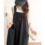 ブラック | 重ね着が楽しい♪着回し自在◎リネンライク素材胸元ギャザー＆ポケット使いAラインジ… | Classical Elf 