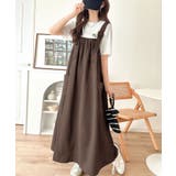 ブラウン | 重ね着が楽しい♪着回し自在◎リネンライク素材胸元ギャザー＆ポケット使いAラインジ… | Classical Elf 