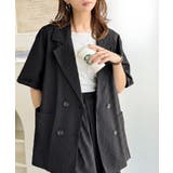 ブラック | 上品なシボ感とストライプ柄が、洗練された都会的な印象に。サッカー素材ダブルテーラ… | Classical Elf