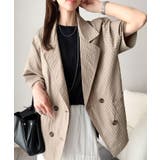 モカ | 上品なシボ感とストライプ柄が、洗練された都会的な印象に。サッカー素材ダブルテーラ… | Classical Elf