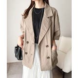 上品なシボ感とストライプ柄が、洗練された都会的な印象に。サッカー素材ダブルテーラ… | Classical Elf | 詳細画像29