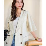 上品なシボ感とストライプ柄が、洗練された都会的な印象に。サッカー素材ダブルテーラ… | Classical Elf | 詳細画像3