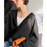 ブラック | ぽわん袖とラウンド裾でこなれ感をプラス。ぽこぽこ素材が可愛い。ふくれシャーリング… | Classical Elf