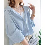 ブルー | ぽわん袖とラウンド裾でこなれ感をプラス。ぽこぽこ素材が可愛い。ふくれシャーリング… | Classical Elf