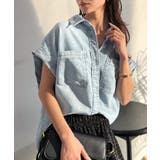 ライトブルー | 羽織るだけで垢抜け確実♪華奢見え抜群 フレンチスリーブデニムシャツ（半袖） | Classical Elf 