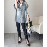 羽織るだけで垢抜け確実♪華奢見え抜群 フレンチスリーブデニムシャツ（半袖） | Classical Elf  | 詳細画像16 