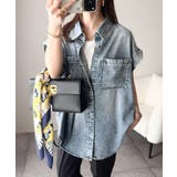 ブルー | 羽織るだけで垢抜け確実♪華奢見え抜群 フレンチスリーブデニムシャツ（半袖） | Classical Elf 