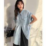 羽織るだけで垢抜け確実♪華奢見え抜群 フレンチスリーブデニムシャツ（半袖） | Classical Elf  | 詳細画像4 