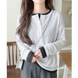 オフホワイト×ブラック | マルチWAYで着回し自在。リブ素材×シアー素材トップス 2枚セットアップ(長袖） | Classical Elf 