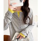 杢グレー×ライム | マルチWAYで着回し自在。リブ素材×シアー素材トップス 2枚セットアップ(長袖） | Classical Elf 