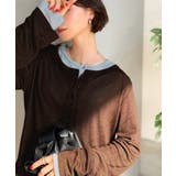 ブラウン×ブルー | マルチWAYで着回し自在。リブ素材×シアー素材トップス 2枚セットアップ(長袖） | Classical Elf 