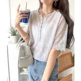 シアー花柄ジャガードで魅せる大人のこなれ感。総柄シアーヘンリートップス(半袖) | Classical Elf | 詳細画像34