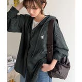 袖口フリルが最旬。胸刺繍入り起毛チェック柄フーディーシャツ(長袖) | Classical Elf | 詳細画像14