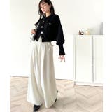 動くたび軽やか美シルエット。サイドリボン付き3タックハイウエストワイドパンツ | Classical Elf | 詳細画像4