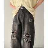 レースにキュン!ラフに攻めて。綿100% レース付きダメージデニムカーブパンツ | Classical Elf | 詳細画像12