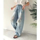 レースにキュン!ラフに攻めて。綿100% レース付きダメージデニムカーブパンツ | Classical Elf | 詳細画像15