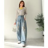 レースにキュン!ラフに攻めて。綿100% レース付きダメージデニムカーブパンツ | Classical Elf | 詳細画像23