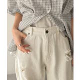 レースにキュン!ラフに攻めて。綿100% レース付きダメージデニムカーブパンツ | Classical Elf | 詳細画像24