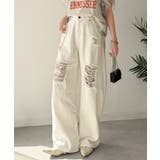 レースにキュン!ラフに攻めて。綿100% レース付きダメージデニムカーブパンツ | Classical Elf | 詳細画像5