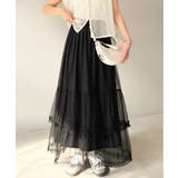 ブラック | 甘すぎない大人のバランス。シンプル合わせでも映える。フリルティアードチュールスカ… | Classical Elf 