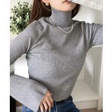 大人の旬トップス 袖フレアリブニット[品番:WZ000004789 大人の旬トップス 袖フレアリブニット[品番:WZ000004789