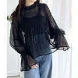 ブラック | 大人の魅力溢れるシアートップス。プリーツシアーインナー | Classical Elf