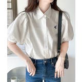 爽やかふんわりテイスト。タック入りボリュームスリーブ胸刺繍サッカーシャツ | Classical Elf | 詳細画像5