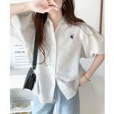 爽やかふんわりテイスト。タック入りボリュームスリーブ胸刺繍サッカーシャツ | Classical Elf | 詳細画像7