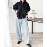 爽やかふんわりテイスト。タック入りボリュームスリーブ胸刺繍サッカーシャツ | Classical Elf | 詳細画像10