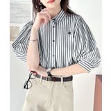 爽やかふんわりテイスト。タック入りボリュームスリーブ胸刺繍サッカーシャツ | Classical Elf | 詳細画像13